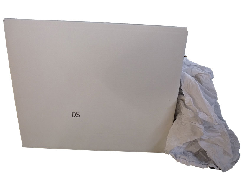 Carton distributeur 10 kg de draps blancs de blanchisserie 100% coton DS