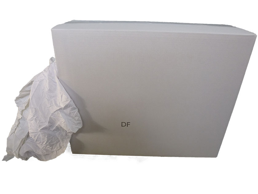 Carton distributeur 10 kg de draps blancs coton / polycoton de blanchisserie DF