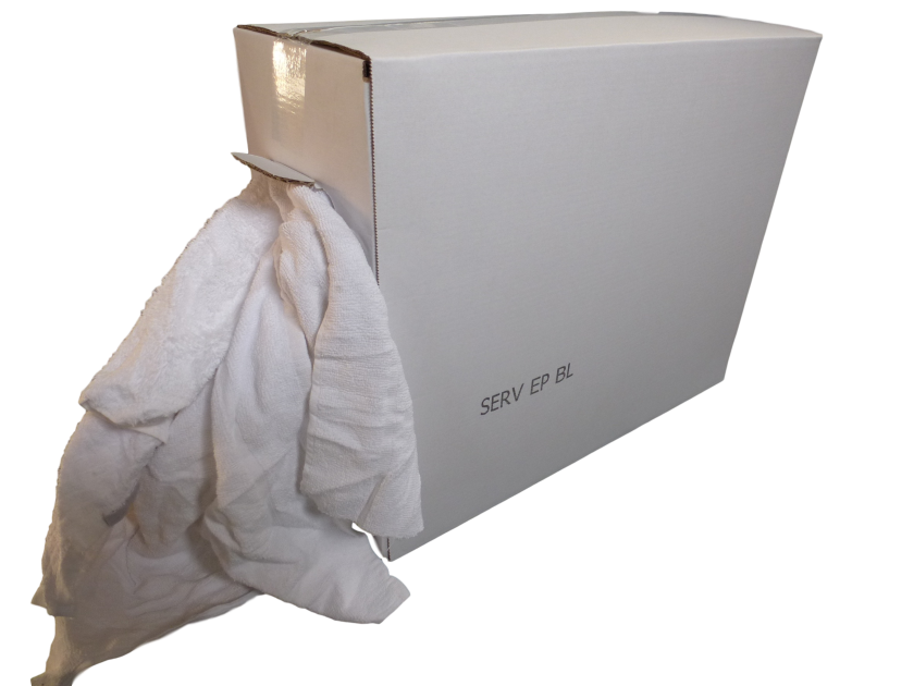 Carton 8 kg de chiffons serviettes éponge blanches SERV-EP-BL